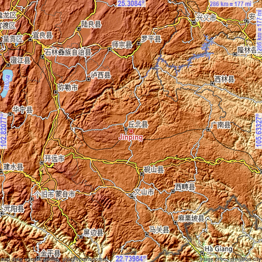 Topographic map of Jinping