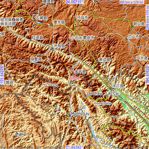 Topographic map of Jinhe