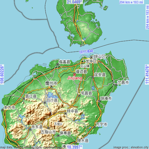 Topographic map of Jinjiang
