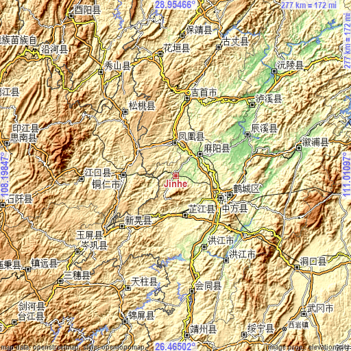 Topographic map of Jinhe