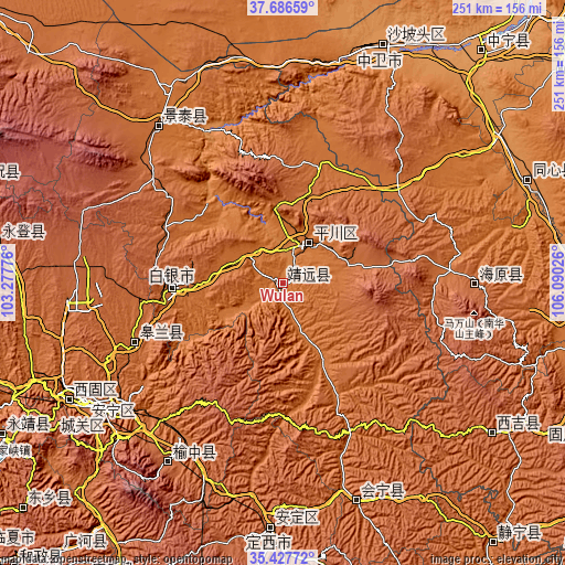 Topographic map of Wulan