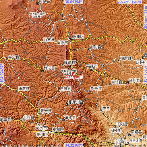 Topographic map of Xiangshui