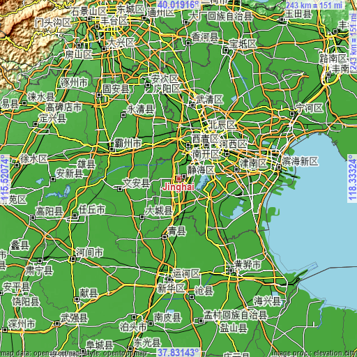 Topographic map of Jinghai