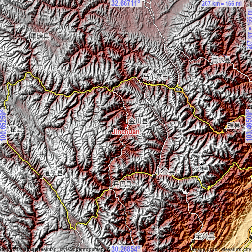 Topographic map of Jinchuan
