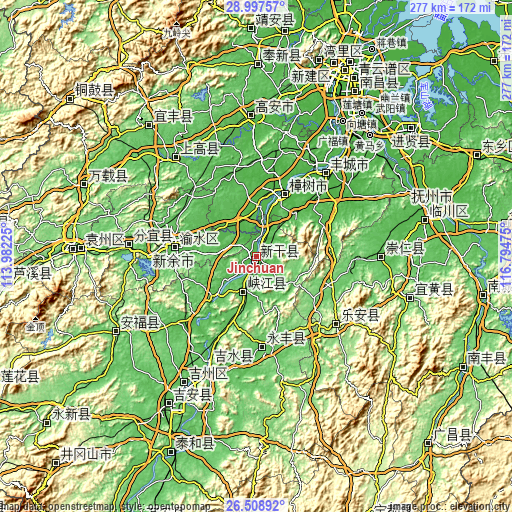 Topographic map of Jinchuan