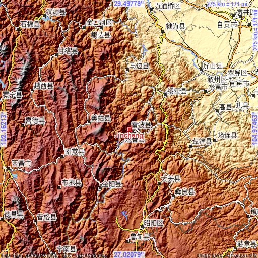 Topographic map of Jincheng