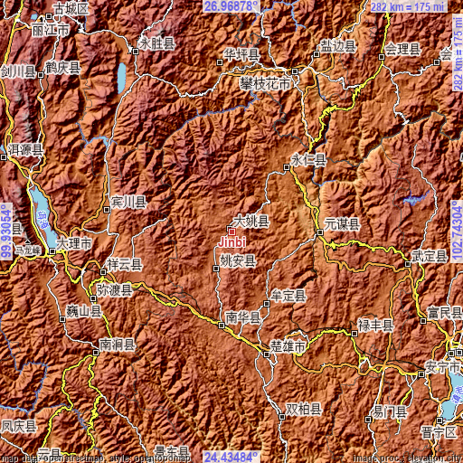 Topographic map of Jinbi