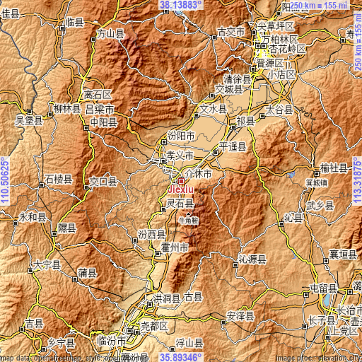 Topographic map of Jiexiu