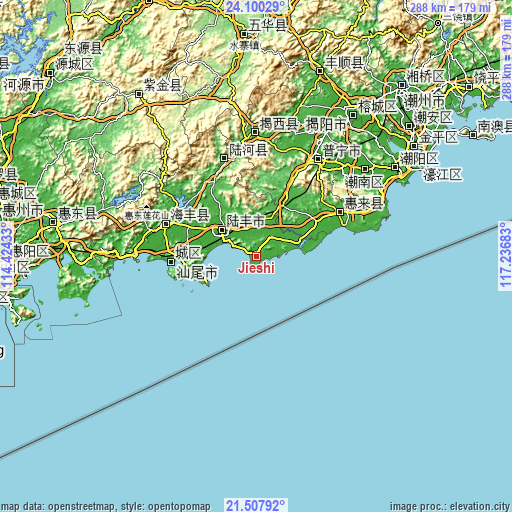 Topographic map of Jieshi