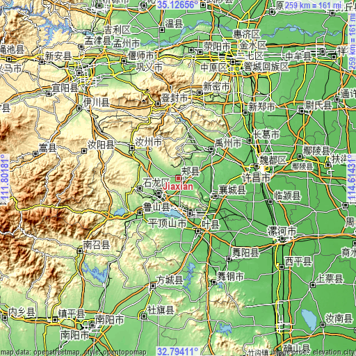 Topographic map of Jiaxian