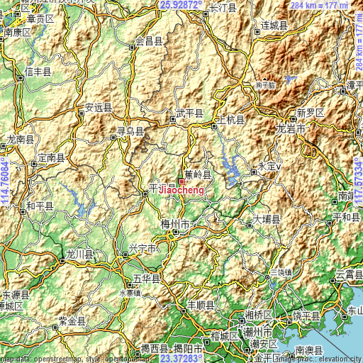 Topographic map of Jiaocheng