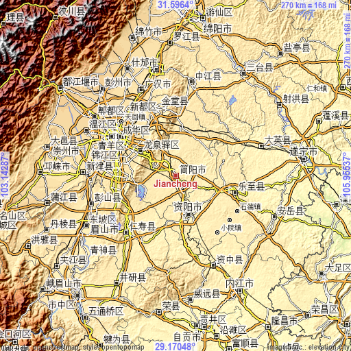 Topographic map of Jiancheng