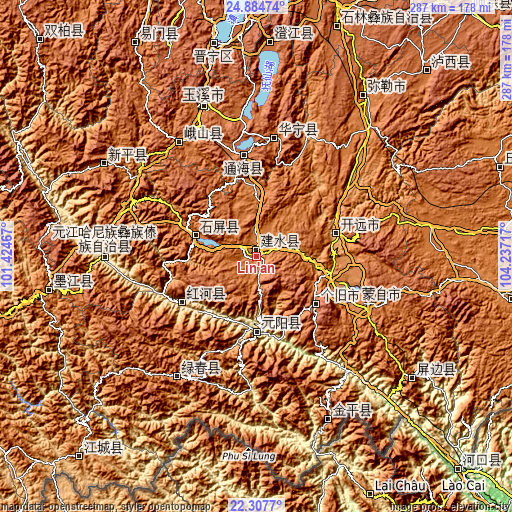Topographic map of Lin’an