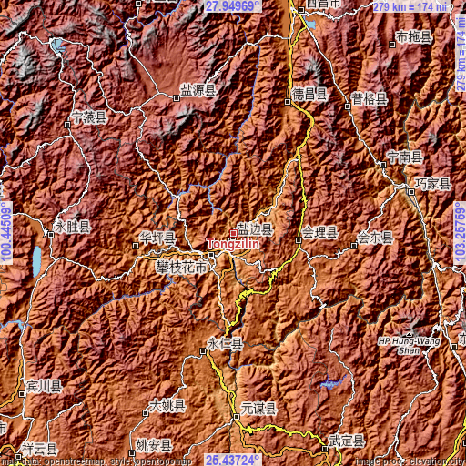 Topographic map of Tongzilin