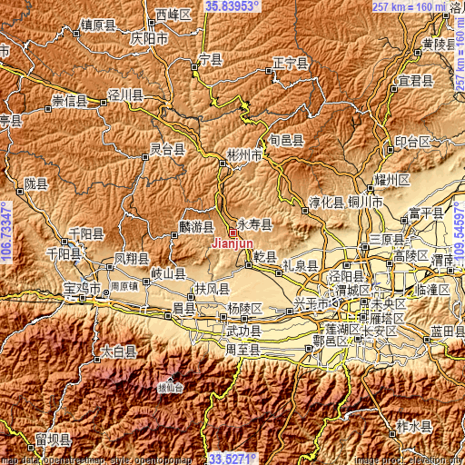 Topographic map of Jianjun