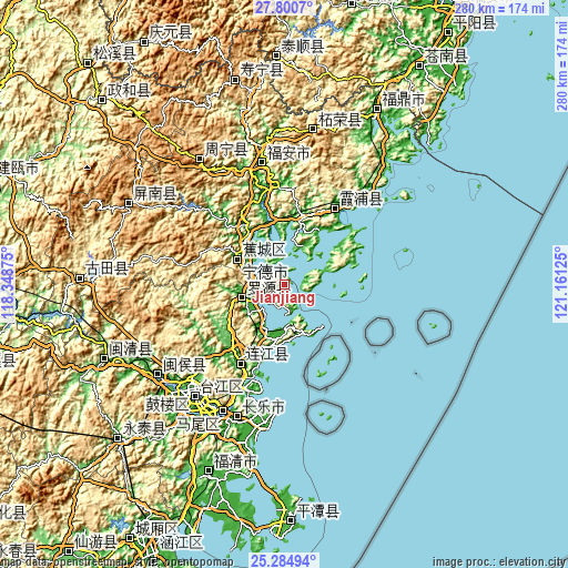 Topographic map of Jianjiang