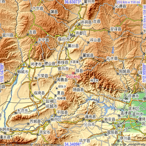 Topographic map of Gujiang