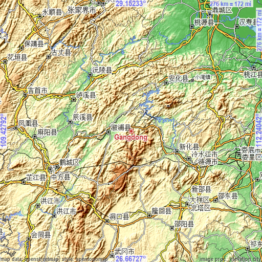 Topographic map of Gangdong