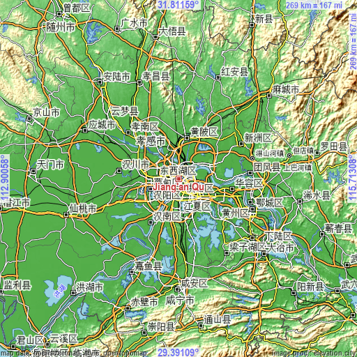 Topographic map of Jiang’an Qu