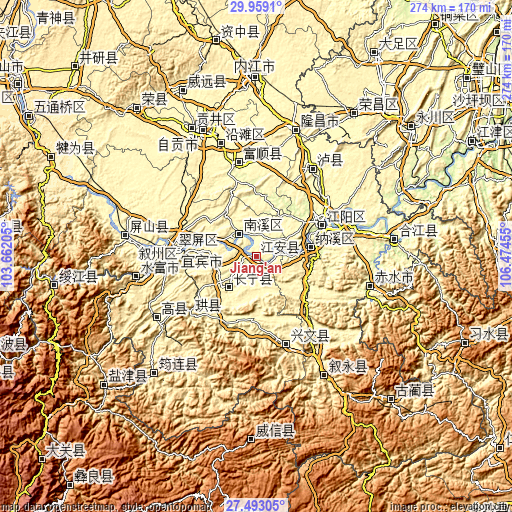 Topographic map of Jiang’an