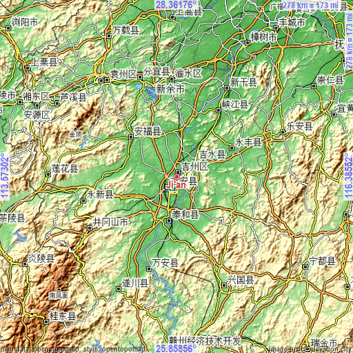 Topographic map of Ji’an