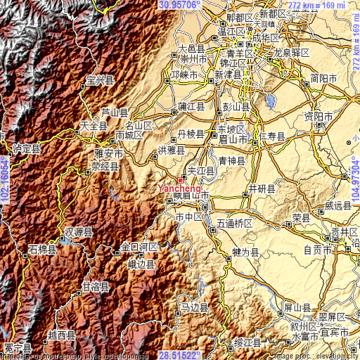 Topographic map of Yancheng