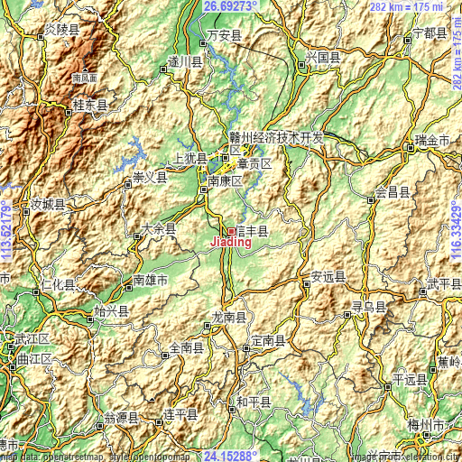 Topographic map of Jiading