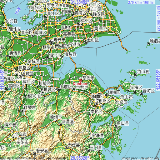 Topographic map of Xushan