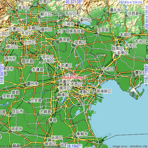 Topographic map of Huozhuangzi