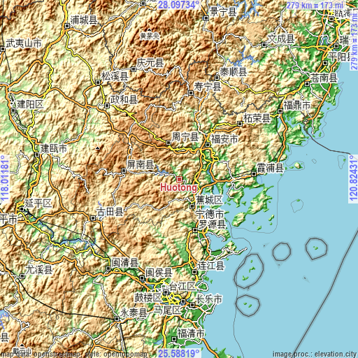 Topographic map of Huotong