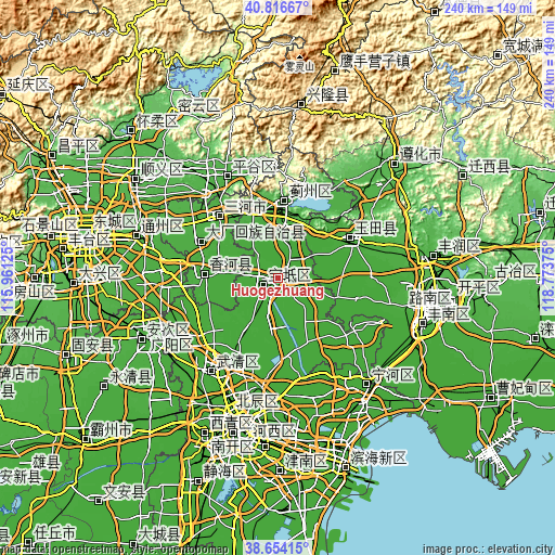 Topographic map of Huogezhuang