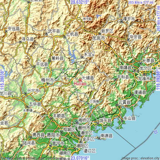 Topographic map of Huliao