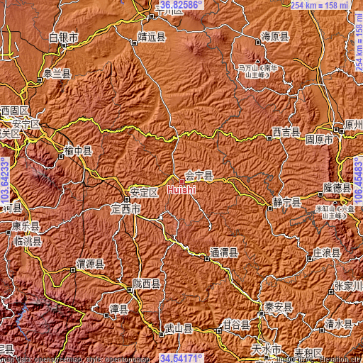Topographic map of Huishi