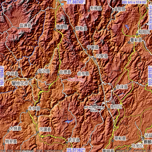 Topographic map of Huidong