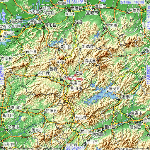 Topographic map of Huicheng