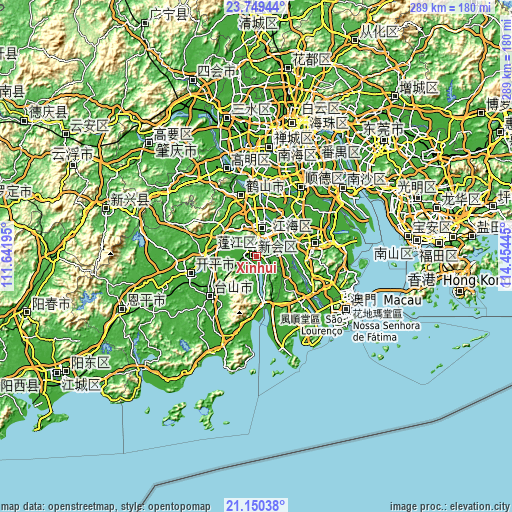 Topographic map of Xinhui
