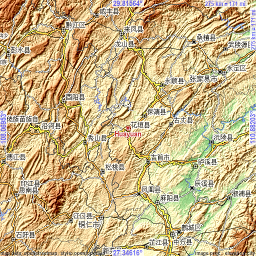 Topographic map of Huayuan