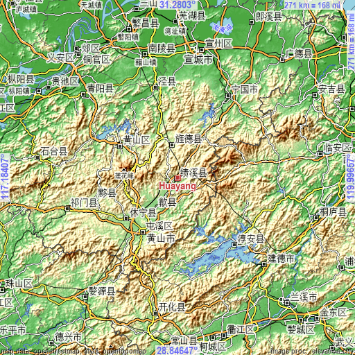 Topographic map of Huayang