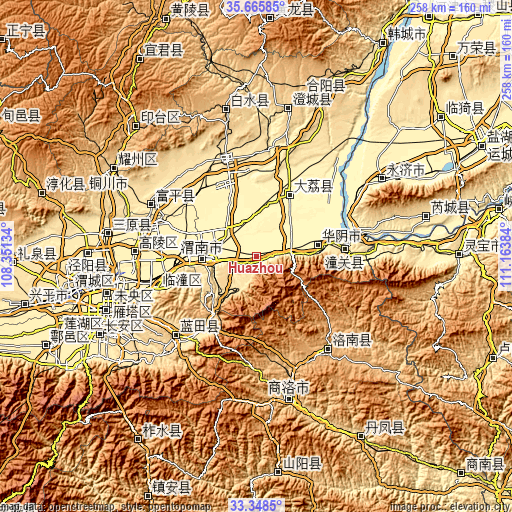 Topographic map of Huazhou