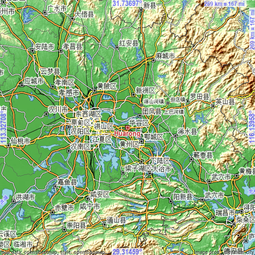 Topographic map of Huarong