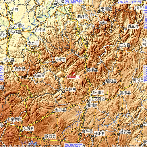 Topographic map of Huaqiu