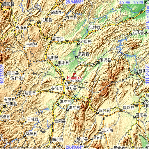 Topographic map of Huaqiao