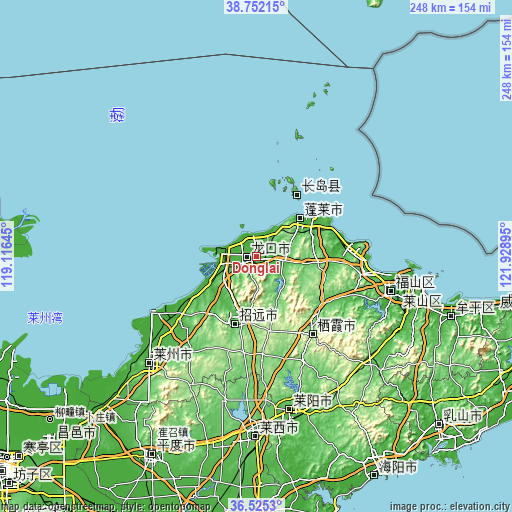 Topographic map of Donglai