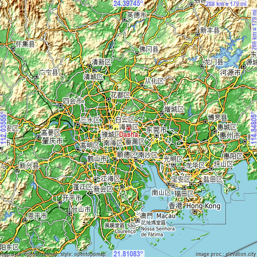 Topographic map of Dasha