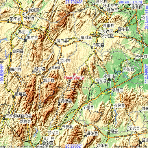 Topographic map of Huanglong