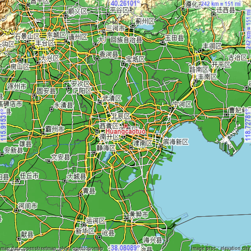 Topographic map of Huangcaotuo