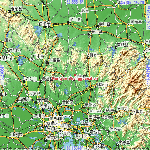 Topographic map of Hong’an Chengguanzhen