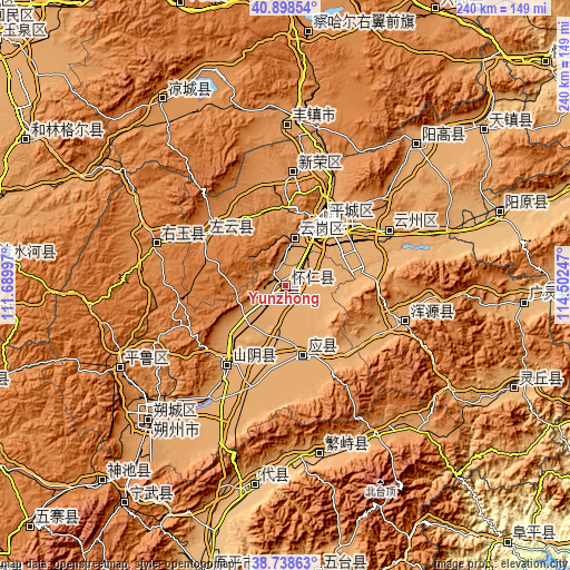 Topographic map of Yunzhong