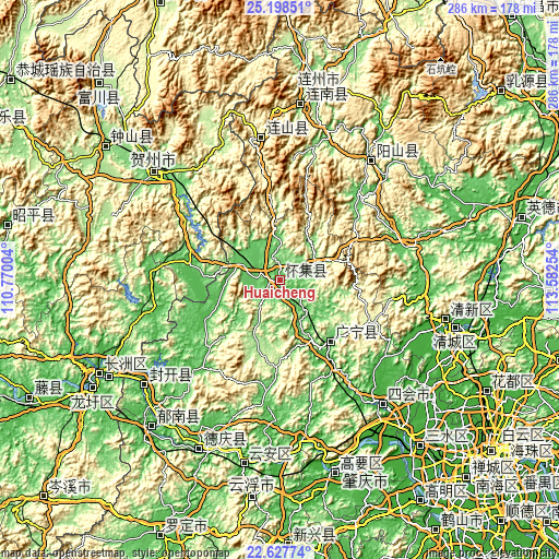 Topographic map of Huaicheng