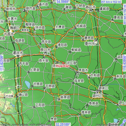 Topographic map of Huaidian